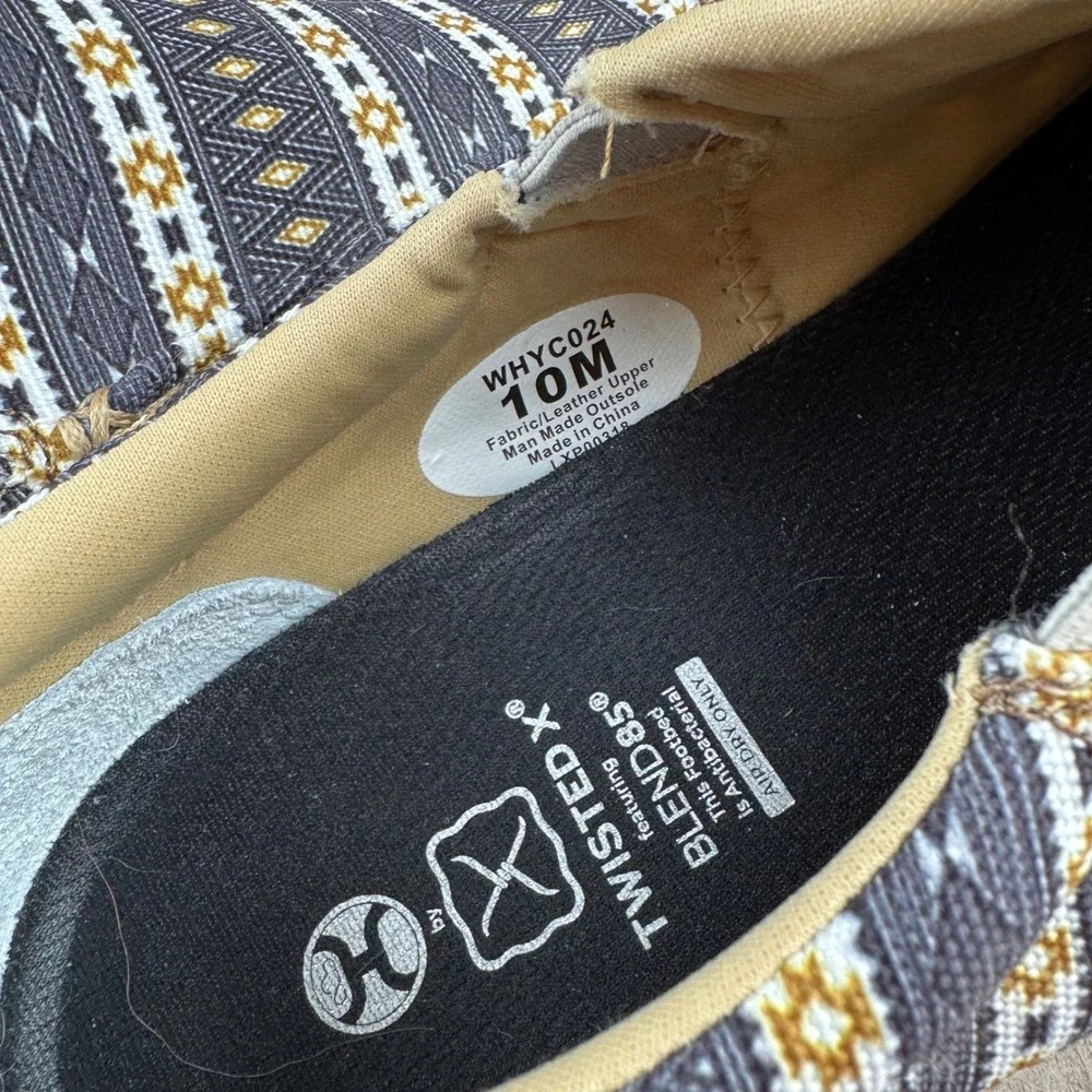 NEW Twisted X Hooey Women's 10 Aztec Print Slip On Black and Yellow